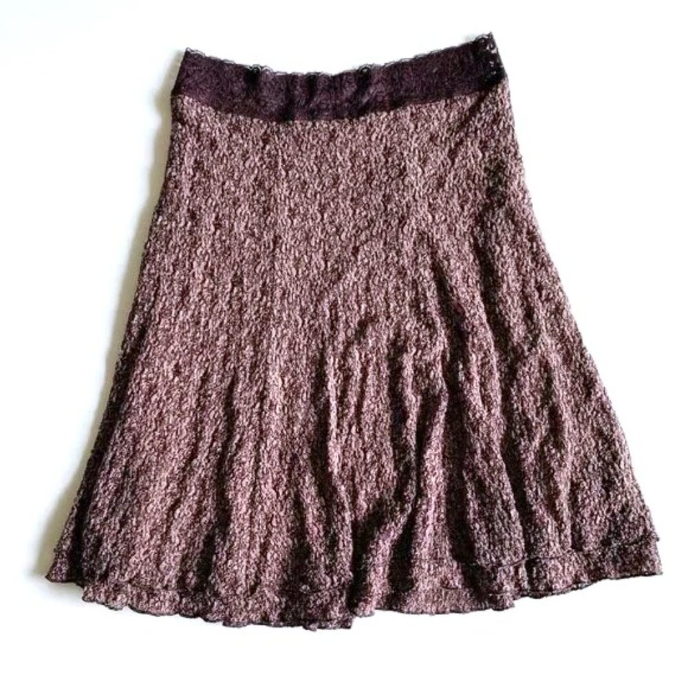 CAbi #957 Pull On Skirt Brown Lace A Line Sz Medium Nylon Blend - Picture 2 of 4